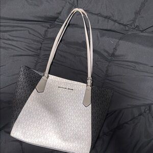 Michael Kors Black and Gray Tote Bag with Monogram Print